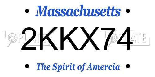 2KKX74 Massachusetts License Plate