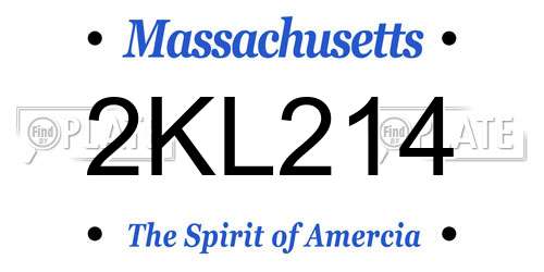 2KL214 Massachusetts License Plate
