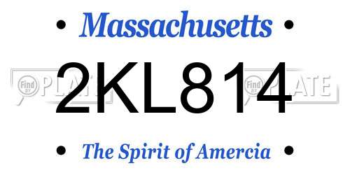 2KL814 Massachusetts License Plate