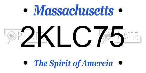 2KLC75 Massachusetts License Plate