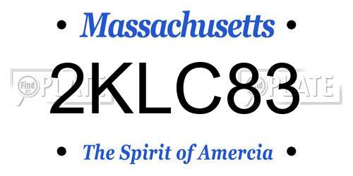 2KLC83 Massachusetts License Plate