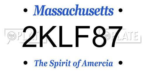 2KLF87 Massachusetts License Plate