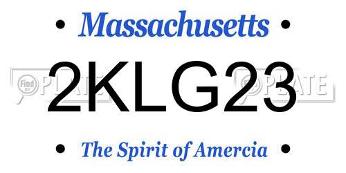 2KLG23 Massachusetts License Plate