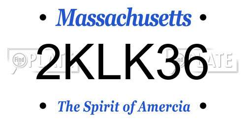 2KLK36 Massachusetts License Plate