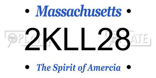 2KLL28 Massachusetts License Plate