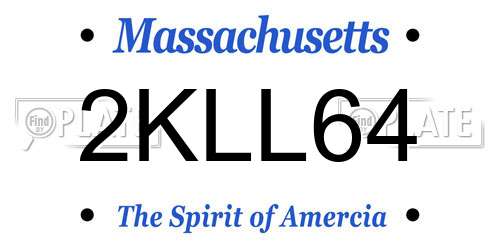 2KLL64 Massachusetts License Plate