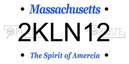 2KLN12 Massachusetts License Plate