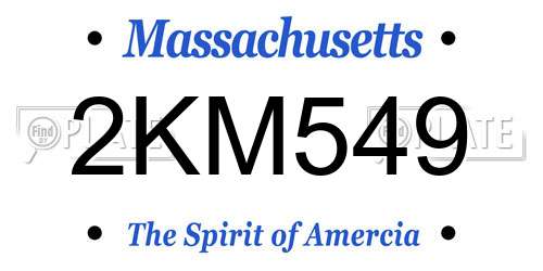 2KM549 Massachusetts License Plate
