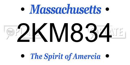 2KM834 Massachusetts License Plate