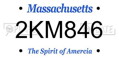 2KM846 Massachusetts License Plate
