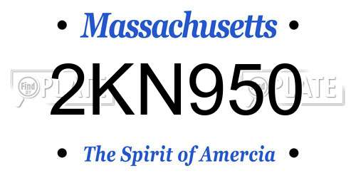 2KN950 Massachusetts License Plate