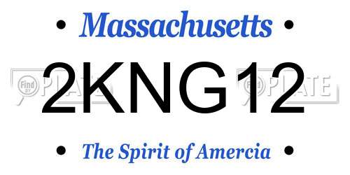 2KNG12 Massachusetts License Plate