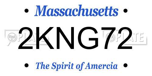2KNG72 Massachusetts License Plate