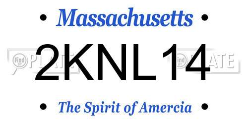 2KNL14 Massachusetts License Plate