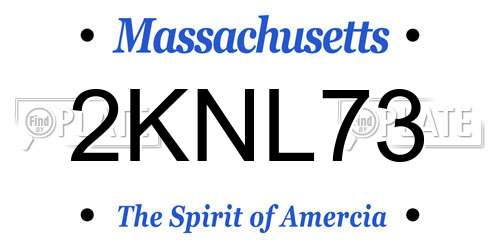 2KNL73 Massachusetts License Plate