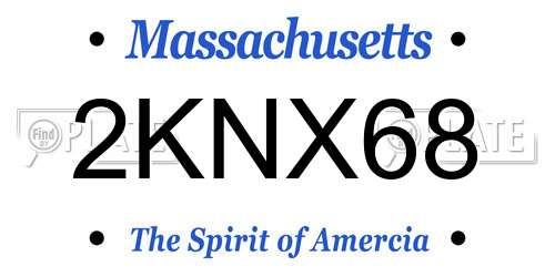 2KNX68 Massachusetts License Plate