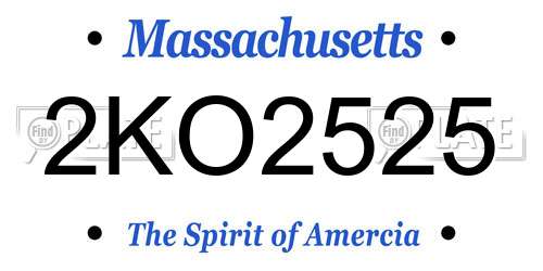2KO2525 Massachusetts License Plate
