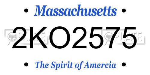 2KO2575 Massachusetts License Plate