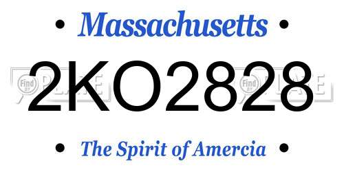 2KO2828 Massachusetts License Plate