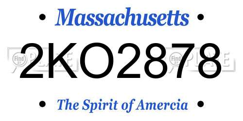 2KO2878 Massachusetts License Plate