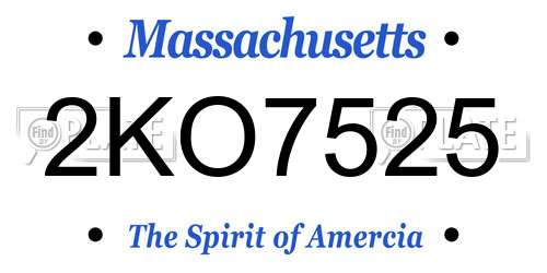 2KO7525 Massachusetts License Plate