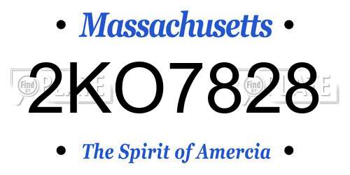2KO7828 Massachusetts License Plate