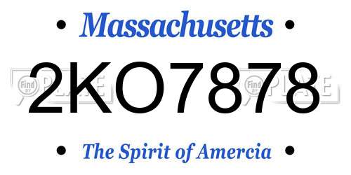 2KO7878 Massachusetts License Plate