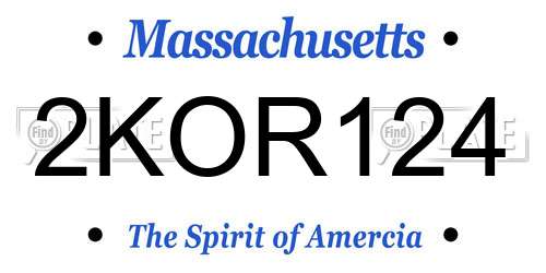 2KOR124 Massachusetts License Plate