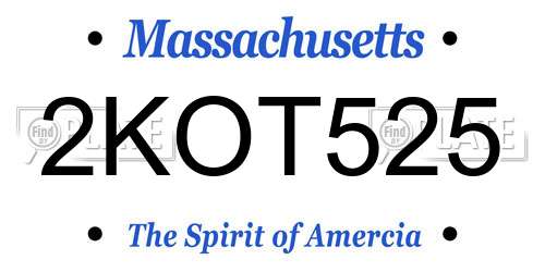 2KOT525 Massachusetts License Plate
