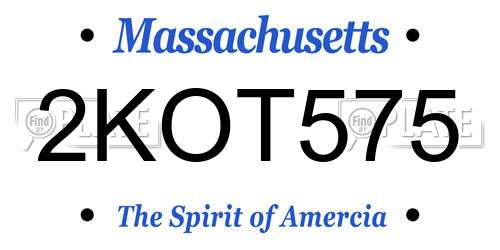 2KOT575 Massachusetts License Plate