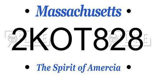 2KOT828 Massachusetts License Plate