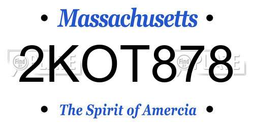 2KOT878 Massachusetts License Plate