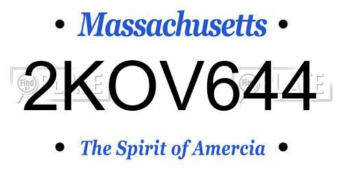 2KOV644 Massachusetts License Plate