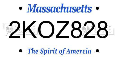 2KOZ828 Massachusetts License Plate