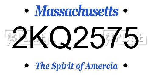 2KQ2575 Massachusetts License Plate