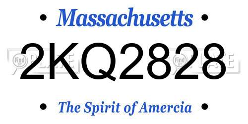 2KQ2828 Massachusetts License Plate