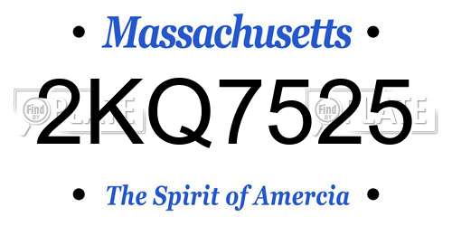 2KQ7525 Massachusetts License Plate