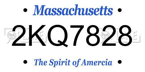 2KQ7828 Massachusetts License Plate
