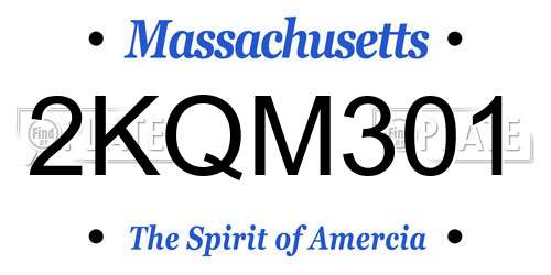 2KQM301 Massachusetts License Plate