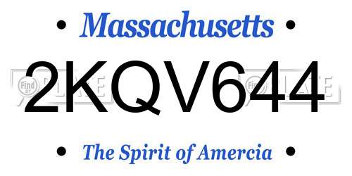 2KQV644 Massachusetts License Plate