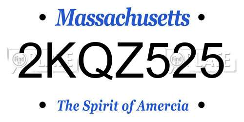 2KQZ525 Massachusetts License Plate