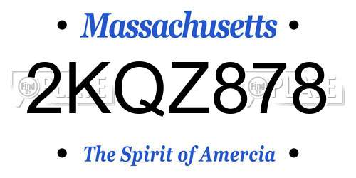 2KQZ878 Massachusetts License Plate