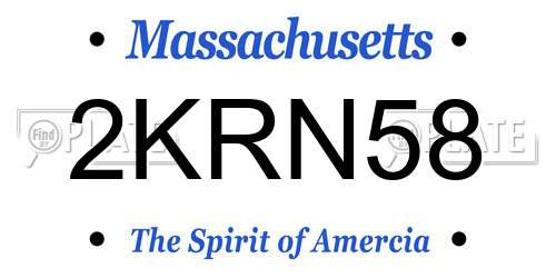 2KRN58 Massachusetts License Plate