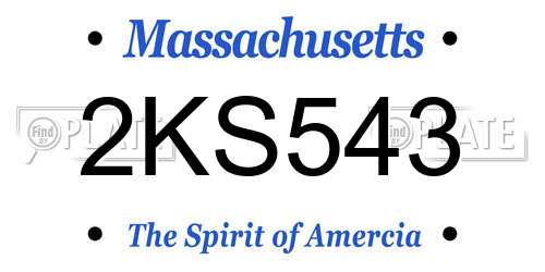 2KS543 Massachusetts License Plate