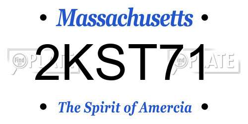 2KST71 Massachusetts License Plate