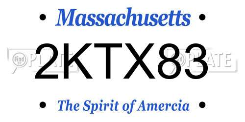 2KTX83 Massachusetts License Plate