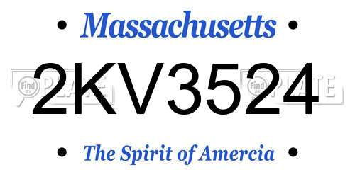 2KV3524 Massachusetts License Plate