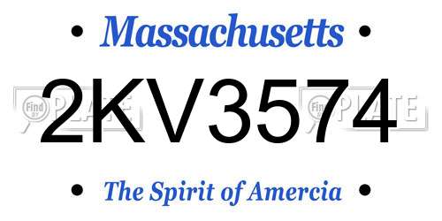2KV3574 Massachusetts License Plate