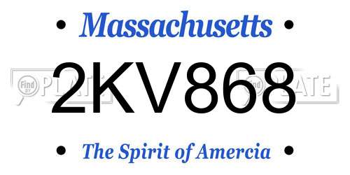 2KV868 Massachusetts License Plate