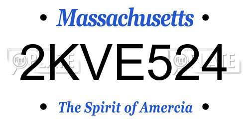2KVE524 Massachusetts License Plate